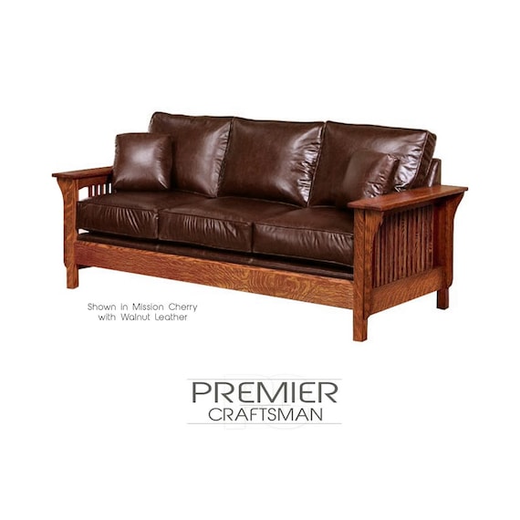 Stickley Style Leather Mission Sofa Classic Settle Etsy