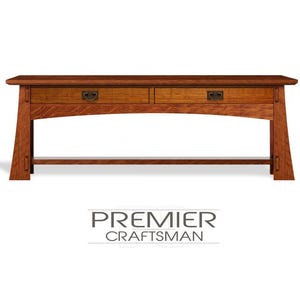 OakPark Stickley Style Mission Coffee Table Arts & Crafts Minimalist 52&quot; Craftsman Cocktail Table with 2 Drawers.