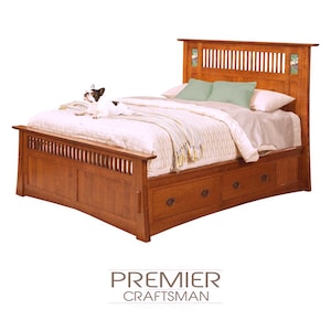 Mission OakPark Platform Bed Stickley Style Arts & Crafts Captains Bed Frame
