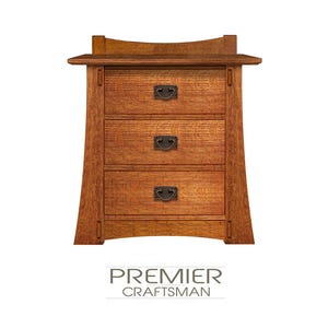 OakPark Stickley Inspired Mission Nightstand Craftsman Arts & Crafts 3 Drawer Lamp Table