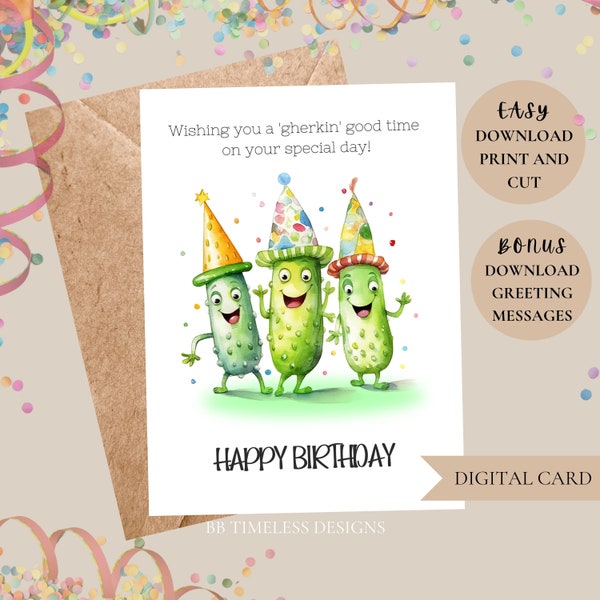Pickle Birthday Card - Etsy