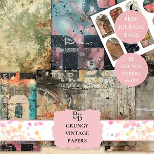 Grungy Vintage Scrapbook Paper: Industrial Grunge Pages (Digital Download)