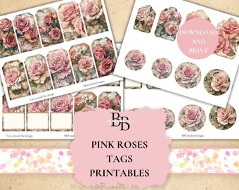Viktorianische Rose Tags: Junk Journal Ephemera (Printable)