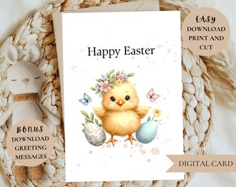 Easter Greeting Card Digital, Child Easter Printable Card, Digital Easter card, Card Digital, First Easter 2024, Easter Card download 5 x 7