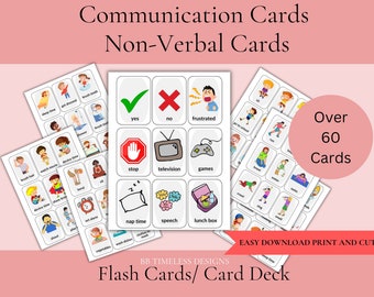 Non Verbal Communication Printables, Flash Cards Visual Aid, Autism Children Aid, Neurodivergent Cards, Special Needs Cards, Speech Aid
