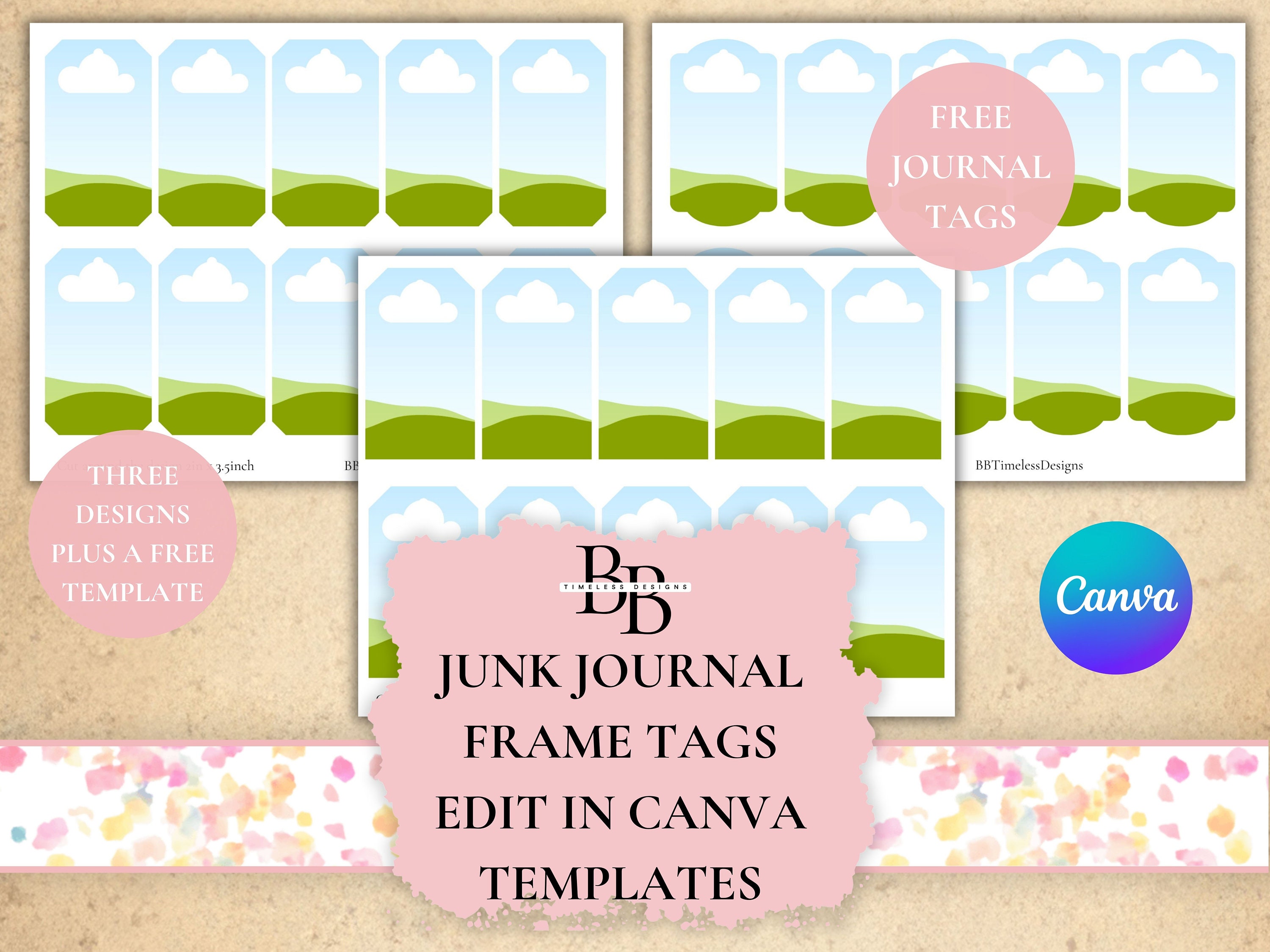 Canva Junk Journal Tag Templates: Vintage Ephemera (digital