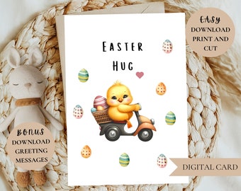 Easter Greeting Card, Easter Hug Printable Card, Digital Easter Card, Card Digital, Easter Chick Card, Easter Card download 5 x 7