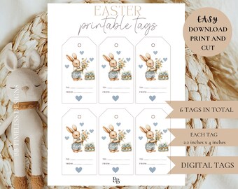 Easter Blue Tags, Boy Easter Printable Tags, Digital Easter Tags for Boys, Tags Digital, Easter Gift Tag, Party Printable,