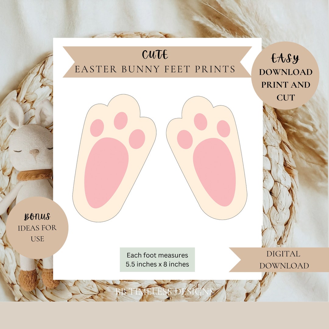 Easter Printable Bunny Feet, Printable Bunny Easter Feet, Digital