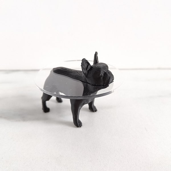 1:12 1/12 Dollhouse table d’appoint bouledogue français Table basse animal noir meubles de maison de poupée - Table miniature moderne design réplique KARE chien