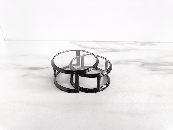 1/12 1:12 dollhouse handmade side table set of 2 black glass coffee tables modern design plexiglass high-gloss nesting tables miniature by MiniaturesbyMoon
