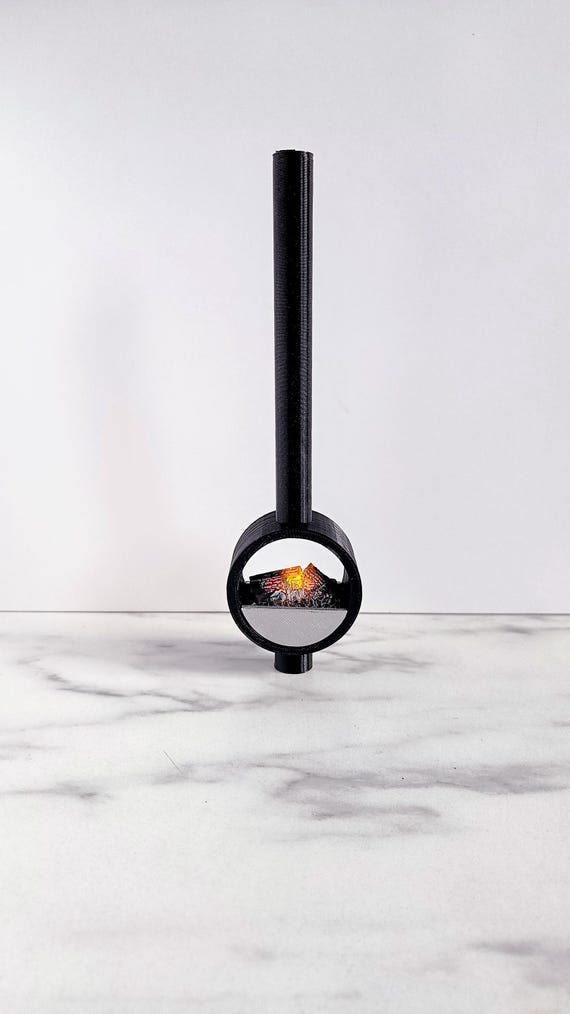 Dollhouse Fireplace 1:12 – Floor freestanding Modern black and silver Fireplace – Statement Piece with working battery woodfire Option by MiniaturesbyMoon