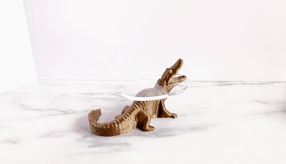 Modern dollhouse crocodile glass table. Gold metallic luxury design coffeetable. Animal furniture. Funky glamour contemporary style 1:12 by MiniaturesbyMoon