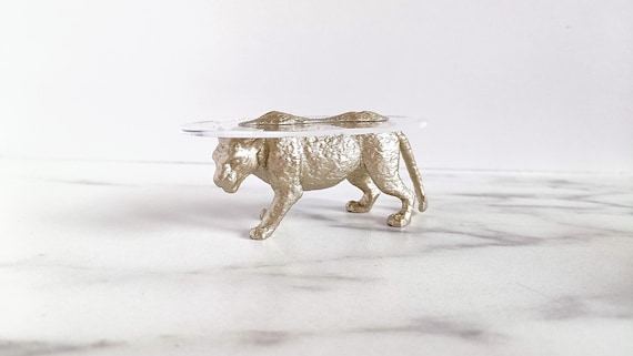 Dollhouse Panther Side Table 1:12 – Champagne Gold Miniature Table – Luxury Designer Furniture – Sculptural Dollhouse Decor by MiniaturesbyMoon