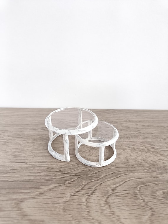 Modern dollhouse sidetables nesting tables. Marble white grey black glass tables 1:12 1/12 contemporary miniature livingroom coffee table by MiniaturesbyMoon