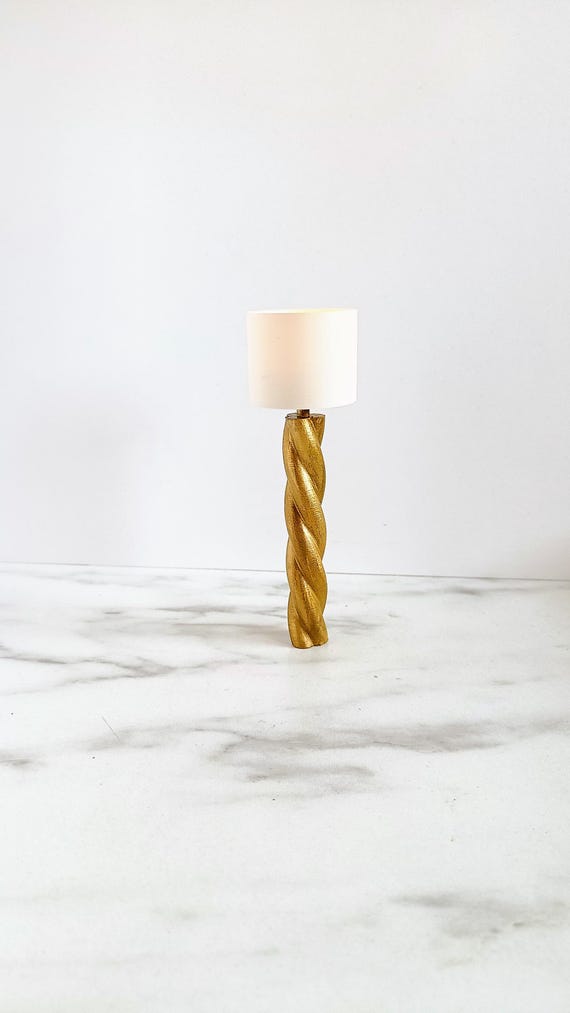 1:12 Dollhouse Floor Lamp | Working Miniature Lamp | Battery Operated Dollhouse Lighting | Modern Gold Lamp by MiniaturesbyMoon