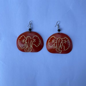 Handcrafted Calabash Earrings, Calabash Statement Earring, Calabash Gourd Earrings