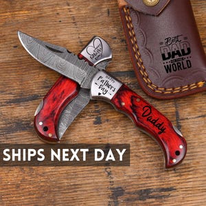 Personalized Damascus Knife – Father’s Day Gift for Dad – Custom Engraved Knife – Hunting Knife Gift – Gift for Him –Unique Gift for Husband