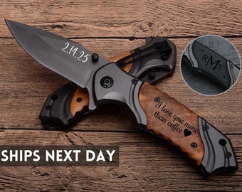PERSONALIZED KNIFE - Knife Engraving - Valentines Day Gift -  Pocket Knife For Groomsmen - Wedding Knife - Custom Knife - Gift For Husband