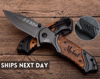 PERSONALISIERTE GESCHENK-MESSER Handgefertigtes Herrenfreundgeschenk für Ihn, Trauzeugen Geschenke, Vatertagsgeschenk, Jagd-Taschenmesser für Bräutigam
