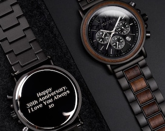 Anniversary Gift for Him, Wood Watch, Personalized Watch, Engraved Watch, Wooden Watch, Groomsmen Watch, Mens Watch, Boyfriend Gift for Men