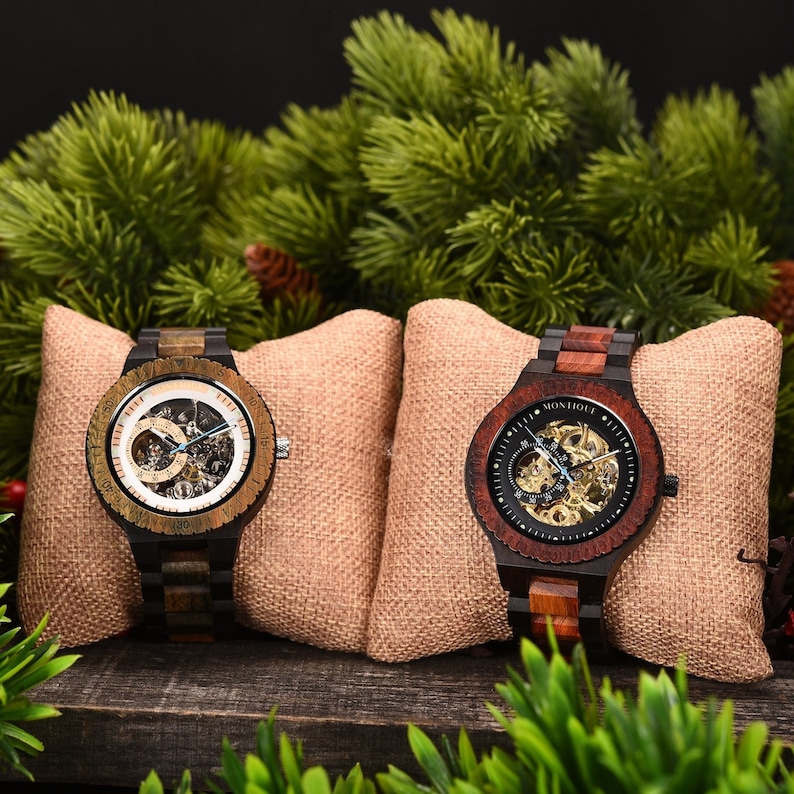 ENGRAVED WOODEN WATCH Mechanical Watch Automatic Wood Watches
