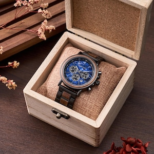 Engraved Walnut Watch for Husband - 1st Anniversary Gift For Boyfriend - Personalized Custom Marble Wooden Gift For Him - Mens Wedding Gift image 14