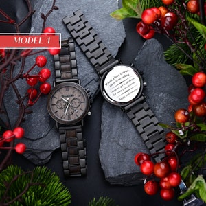 MONTRE GRAVÉE premier cadeau de fête des pères cadeau d'anniversaire montre en bois pour homme cadeau d'anniversaire de petit ami cadeaux de garçons d'honneur personnalisés image 4