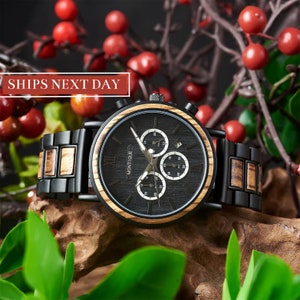 MONTRE GRAVÉE premier cadeau de fête des pères cadeau d'anniversaire montre en bois pour homme cadeau d'anniversaire de petit ami cadeaux de garçons d'honneur personnalisés Model 2