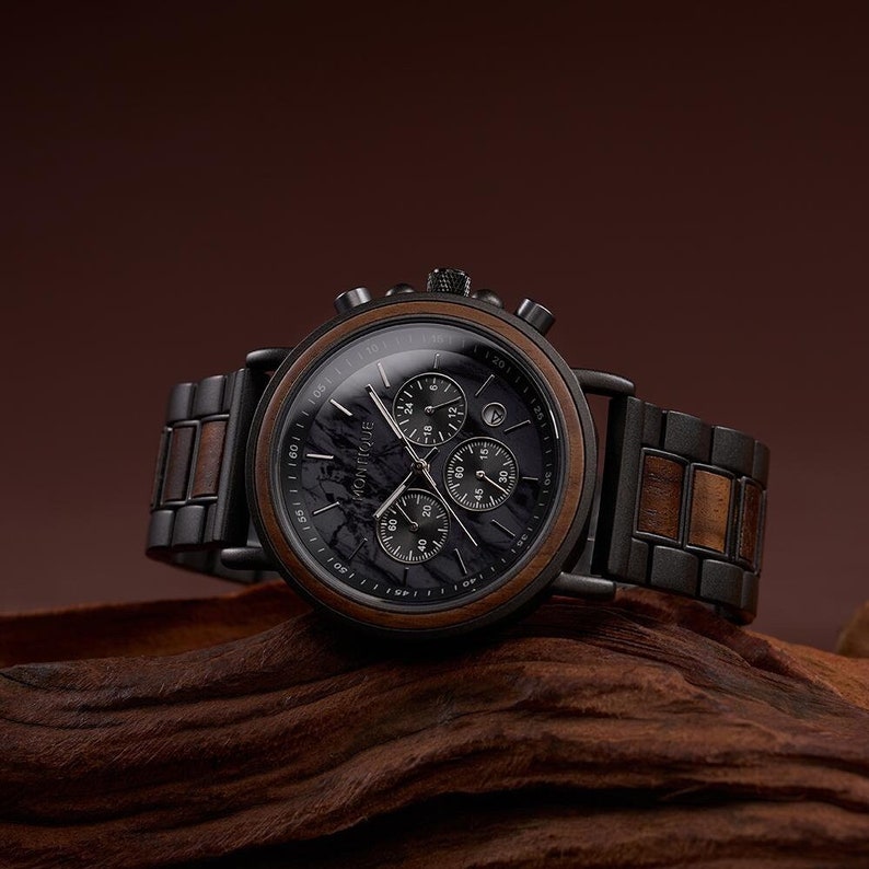 Engraved Watch for Husband - 1st Anniversary Gift For Father - Personalized Marble Wooden Watch For Him - Boyfriend Gift - Groomsmen Gifts