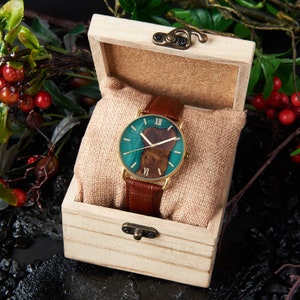 ENGRAVED WOOD WATCH - First Anniversary Gift For Husband - Resin Wooden Watch For Men - Birthday Gift For Him - Groomsmen Gifts Personalized
