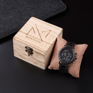 ENGRAVED EBONY WATCH - First Fathers Day Gift - Personalized Anniversary Gift - Wooden Watch For Men - Boyfriend Birthday Gift - Groomsmen Gifts