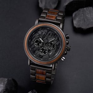Engraved Watch for Husband - 1st Anniversary Gift For Father - Personalized Marble Wooden Watch For Him - Boyfriend Gift - Groomsmen Gifts