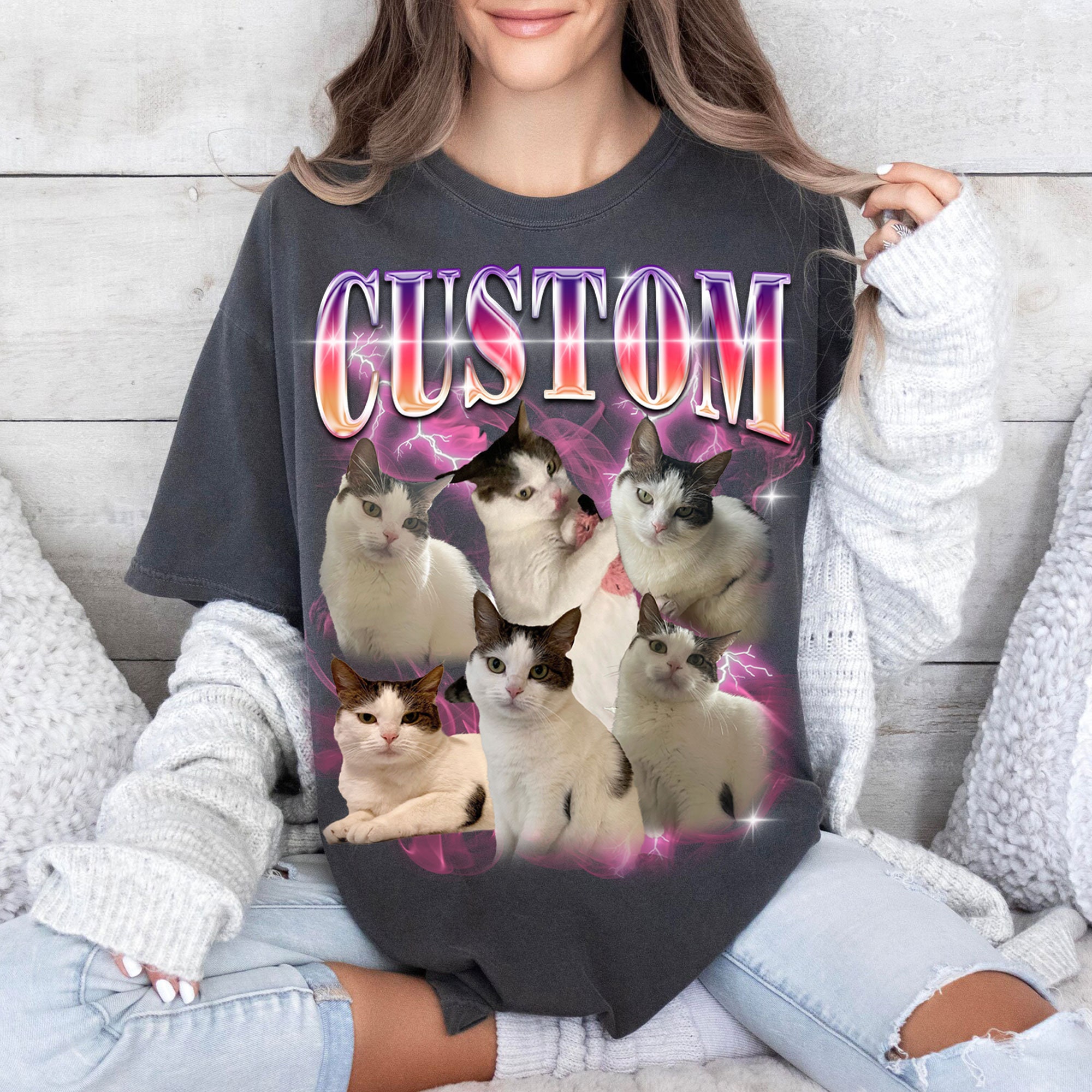 Custom Comfort Colors Cat Shirt, Custom Cat Mom Tee