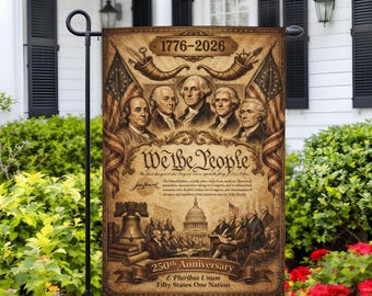 Founding Fathers Garden Flag We The People USA 1776 2026 Patriotic Flag Constitution Vintage Outdoor Yard Decor