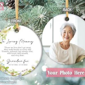 Personalized In Loving Memory Christmas Ornament, Keepsake Photo Gifts, Loss of Mother, Custom Remembrance Ornament Gift, Photo Ornament
