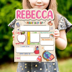 Personalized First Day Of School Sign, First & Last Day of School Interchangeable Sign, Custom Wooden School Board Gift for Student