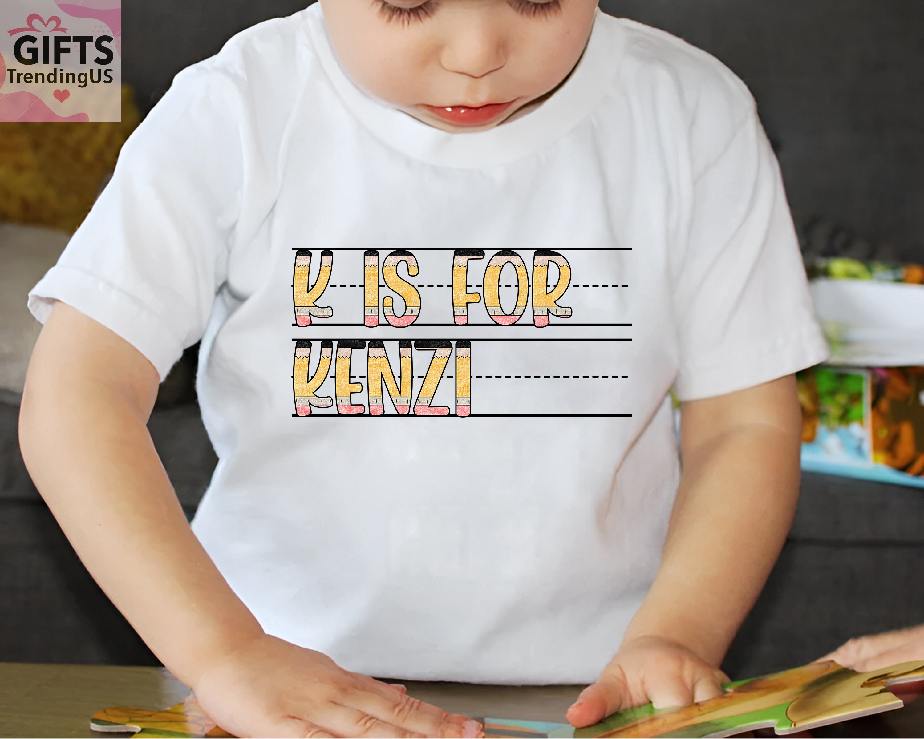 Back To School Kids Shirt, Custom Kids Name School Shirt, Custom Alphabet Pencil Kids Name Shirt, Cute Toddler School Outfit for Boys Girls