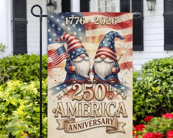 Patriotic Gnome Garden Flag 250th America Anniversary 1776 2026 Independence Day Outdoor Decor