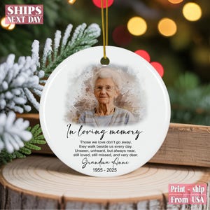 Personalized In Loving Memory Christmas Ornament, Keepsake Photo Gifts, Loss of Mother, Custom Remembrance Ornament Gift, Photo Ornament