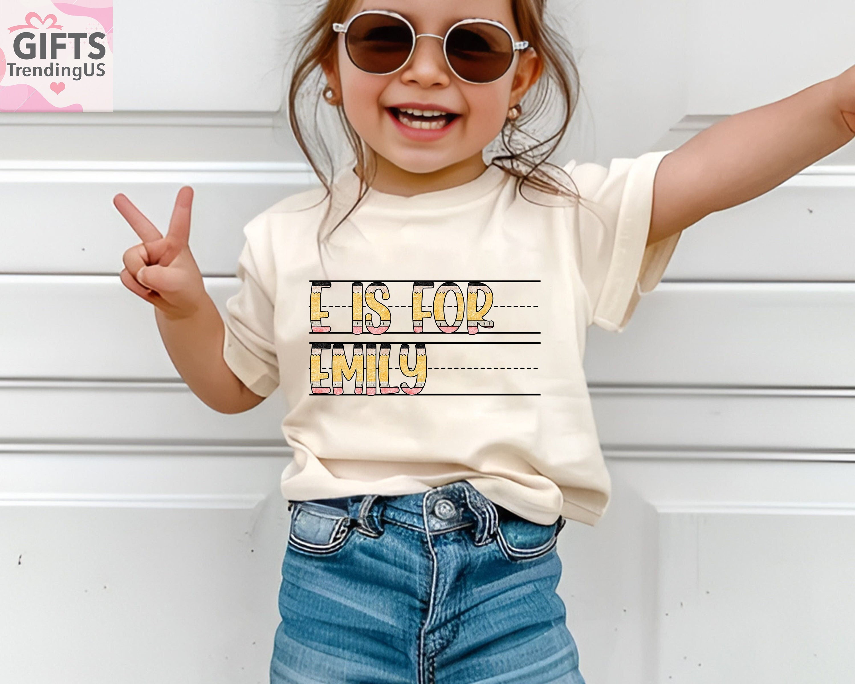 Back To School Kids Shirt, Custom Kids Name School Shirt, Custom Alphabet Pencil Kids Name Shirt, Cute Toddler School Outfit for Boys Girls