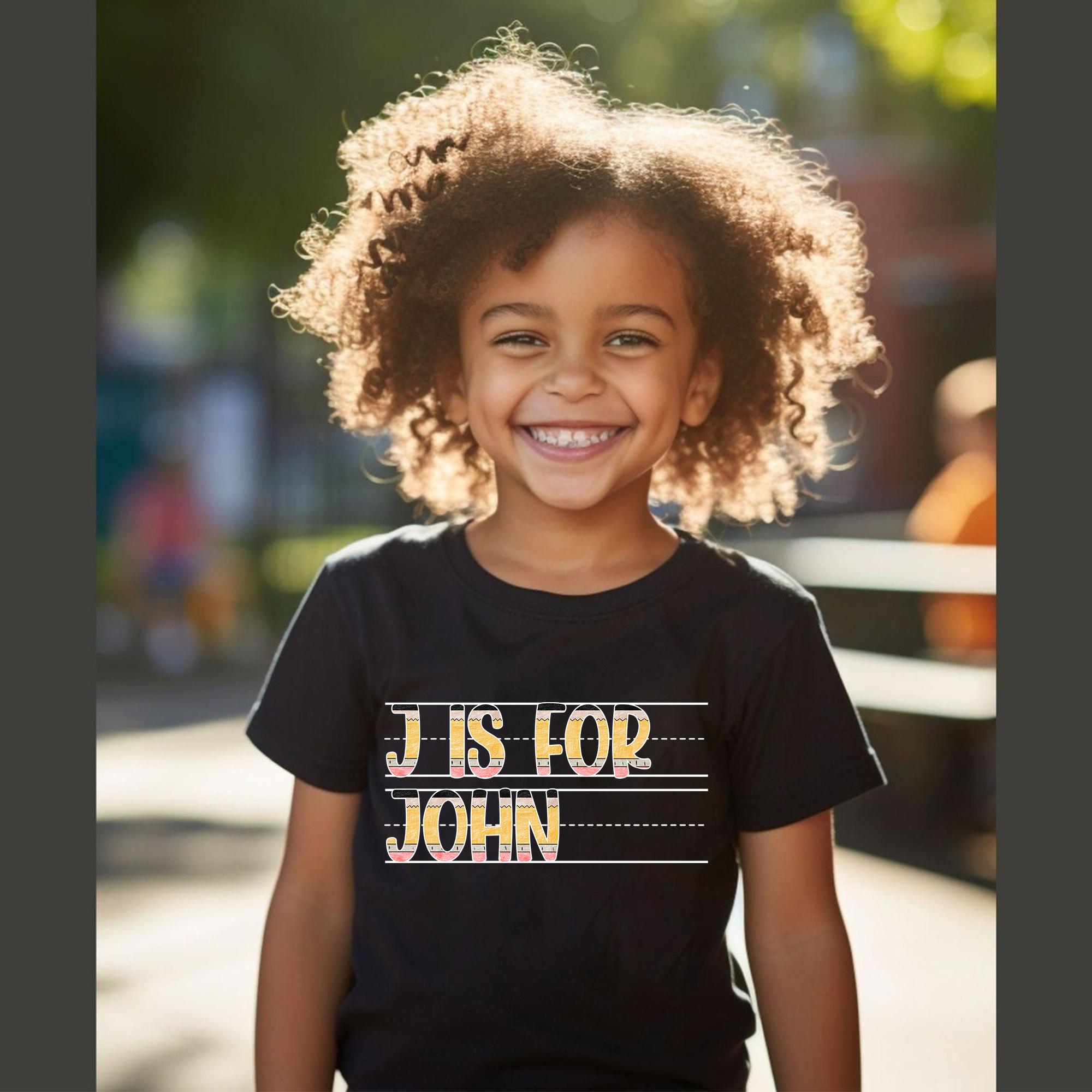 Back To School Kids Shirt, Custom Kids Name School Shirt, Custom Alphabet Pencil Kids Name Shirt, Cute Toddler School Outfit for Boys Girls