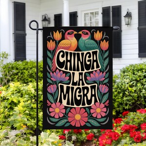 Political Garden Flag, Chinga La Migra Spring Flag, Anti ICE Flag, Anti ICE Flag Liberal Protest Sign, FDT Anti Maga Republican, Anti Trump