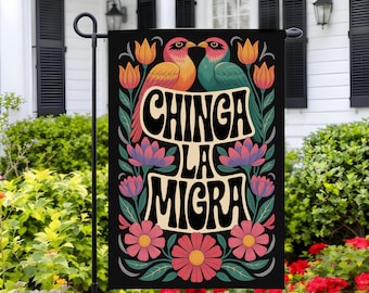 Political Garden Flag, Chinga La Migra Spring Flag, Anti ICE Flag, Anti ICE Flag Liberal Protest Sign, FDT Anti Maga Republican, Anti Trump