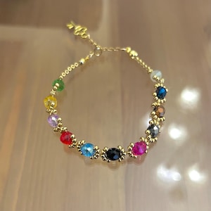 Colorful Gemstone Bracelet with Key Charm, Eras colors