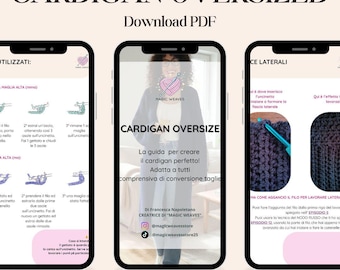 Tutorial Uncinetto PDF - Cardigan Oversize Crochet | Pattern Italiano Principianti e Intermedi | Istruzioni Passo Passo