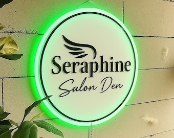 3D Custom Backlit Acrylic Business Sign, Custom Acrylic Sign, Business Logo Sign, Round Acrylic Logo Sign