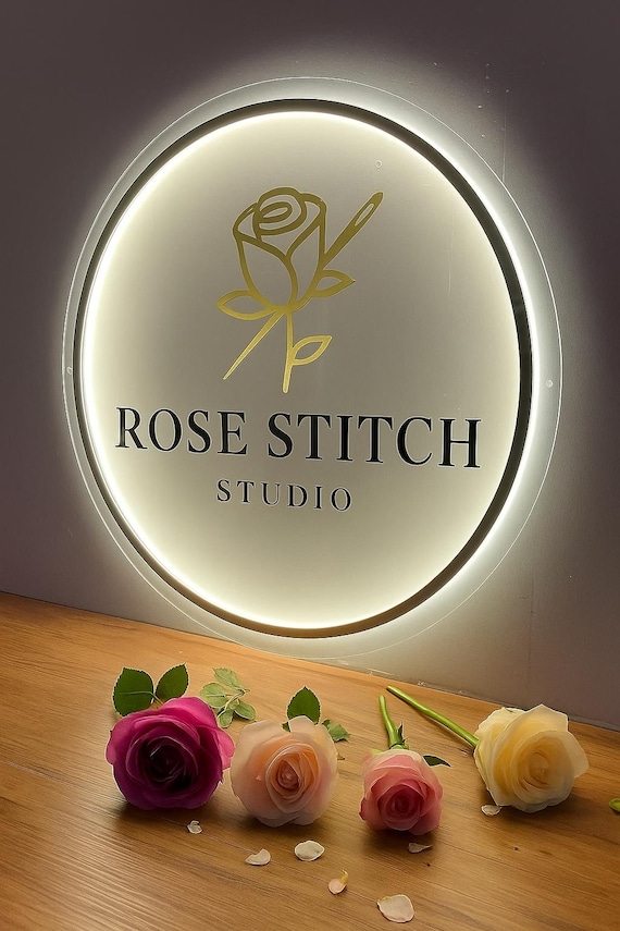 Custom Acrylic Backlit Sign | Custom Business Sign | Business Logo Sign | Acrylic Bar Sign | Round Acrylic Sign | Salon Decor