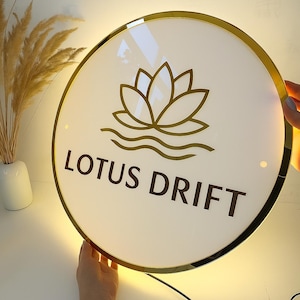 Custom Acrylic Business Logo Sign | Round Acrylic Logo Sign | Business Backlit Sign | Salon Sign | Small Business Wall Decor