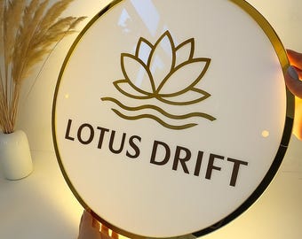 Custom Backlit Acrylic Business Logo Sign - Salon & Office Decor